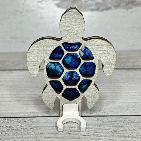 Turtle Night‎ Light Wood Mosaic Blue Accent Home Decor Handmade Sea Turtle - Picture 6 of 9
